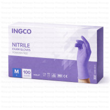 ნიტრილის სამედიცინო ხელთათმანები M - იასამნისფერი INGCO
