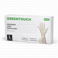 GREENTOUCH ლატექსის სამედიცინო ხელთათმანები თეთრი L