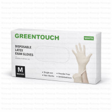 GREENTOUCH ლატექსის სამედიცინო ხელთათმანები თეთრი M
