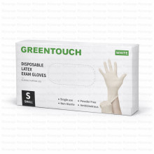 GREENTOUCH ლატექსის სამედიცინო ხელთათმანები თეთრი S
