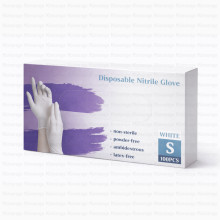 PULIN ნიტრილის სამედიცინო ხელთათმანები თეთრი S