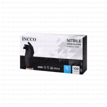 INCCO ნიტრილის სამედიცინო ხელთათმანები შავი L