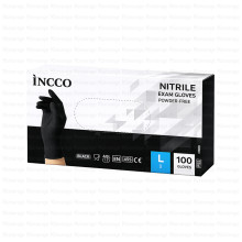 INCCO, ნიტრილის სამედიცინო ხელთათმანები, შავი, L