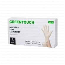 GREENTOUCH ლატექსის სამედიცინო ხელთათმანები თეთრი S