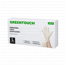 GREENTOUCH ლატექსის სამედიცინო ხელთათმანები თეთრი L